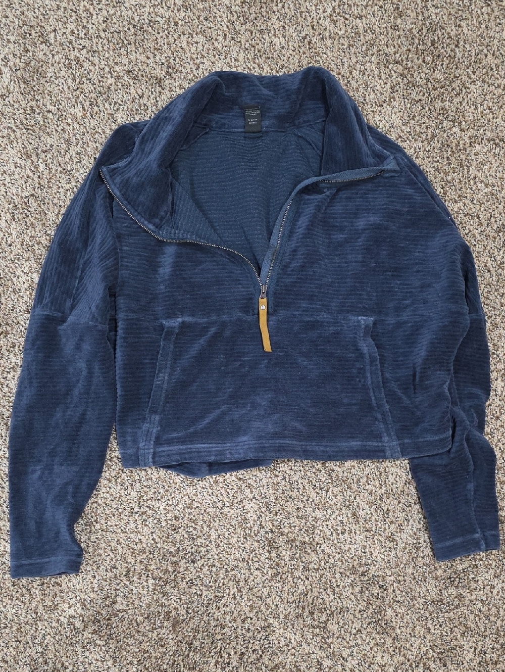 Prana Women's Navy Corduroy-Texture Half-Zip Pullover